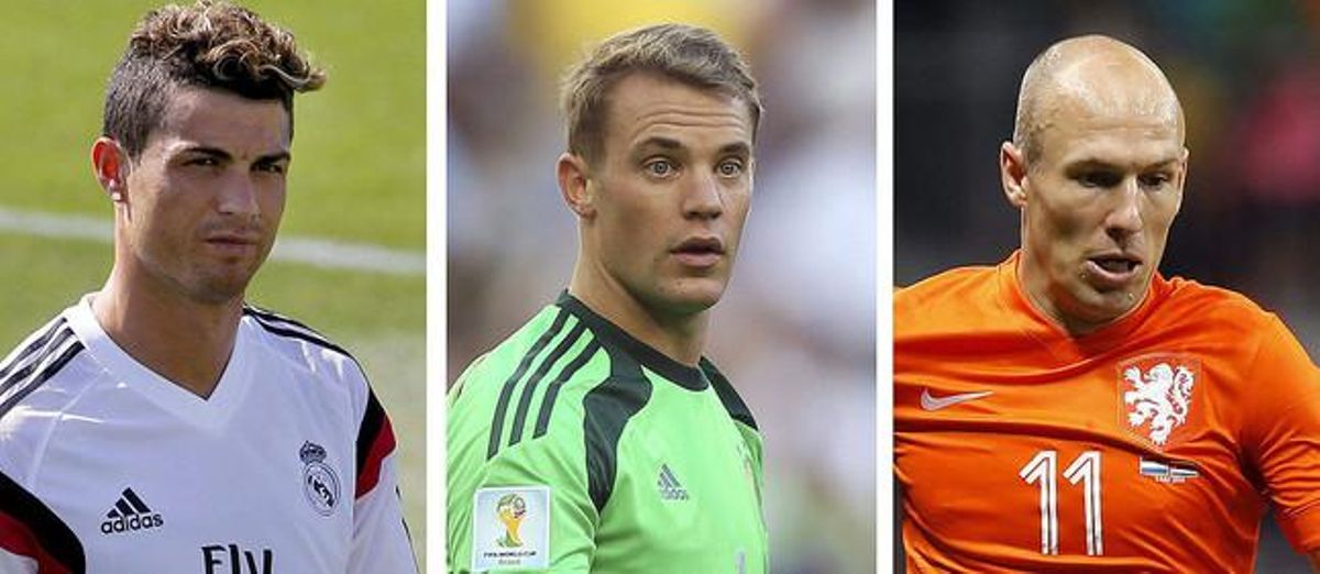 Cristiano, Neuer i Robben, els tres candidats a millor jugador europeu.