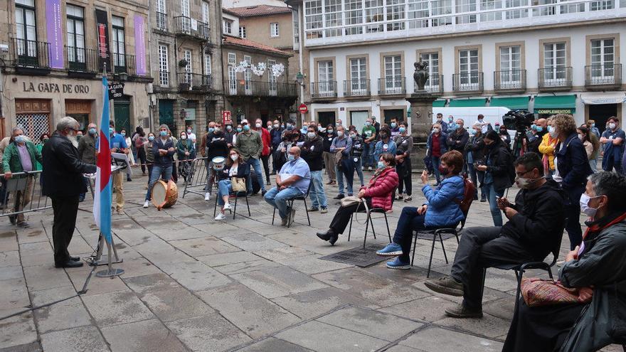 Acto del BNG en la compostelana Praza do Toural. / FdV