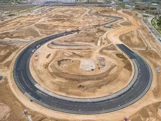 Nuevas imágenes del asfaltado de 'La Monumental', la curva más icónica del circuito Madring de F1
