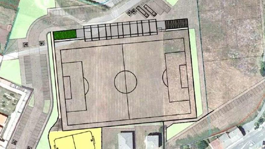 Plano con la ubicación del campo de fútbol de Pastoriza.