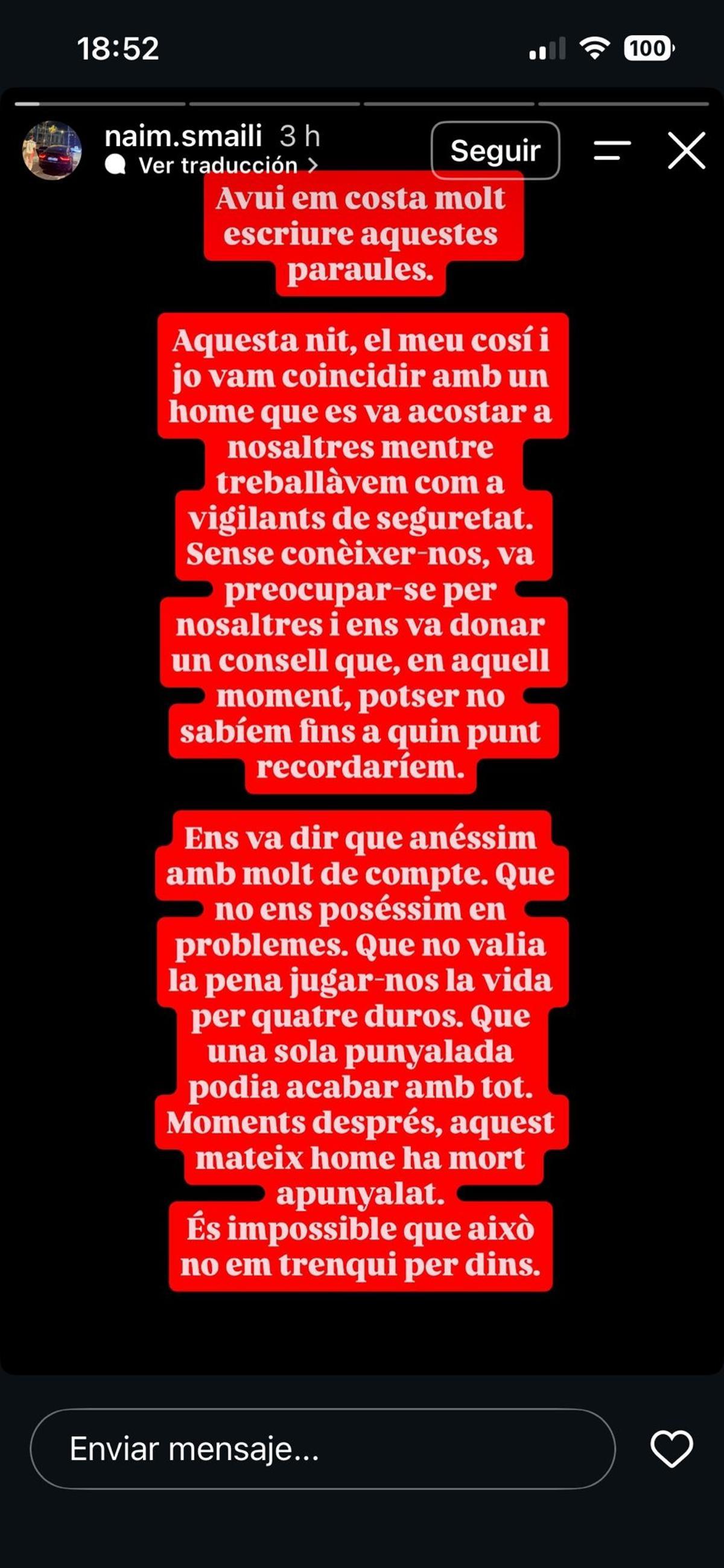 Part de les declaracions de Naim Smaili sobre Carles Vilajosana