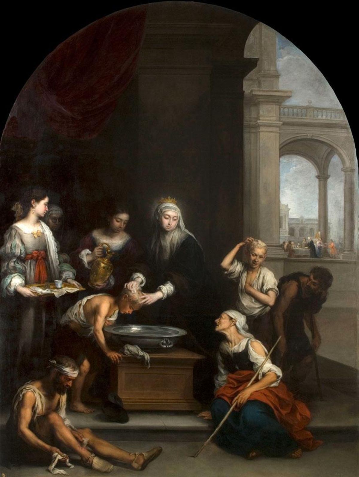 Santa Isabel de Hungría curando a los tiñosos (Murillo, 1672).