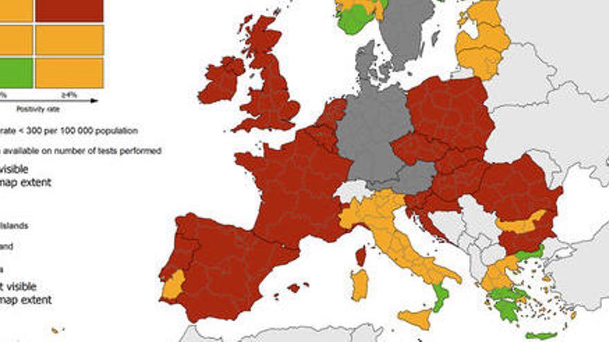 Europa es tenyeix de vermell en el nou mapa de la covid-19