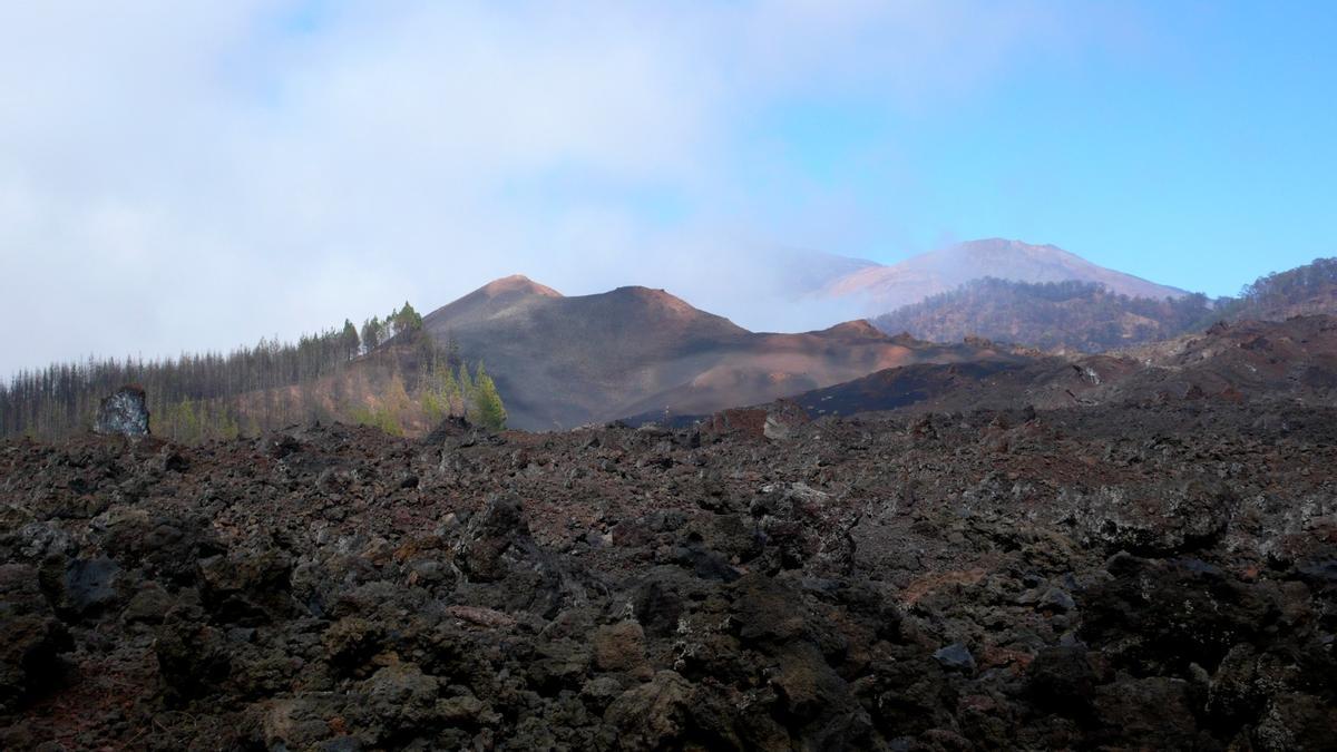 Volcán Chinyero, con campos de lavas de sus erupciones.