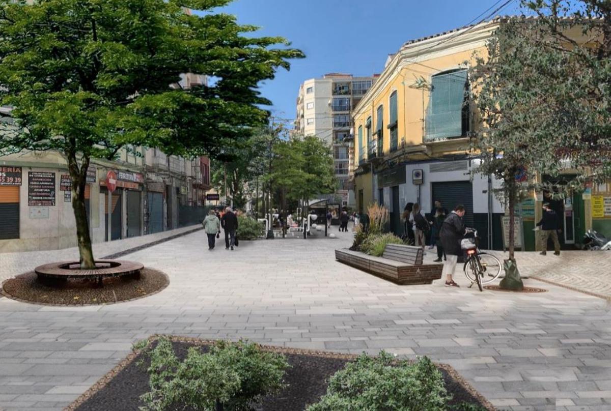 Semipeatonalización del entorno del Molinillo en Málaga.