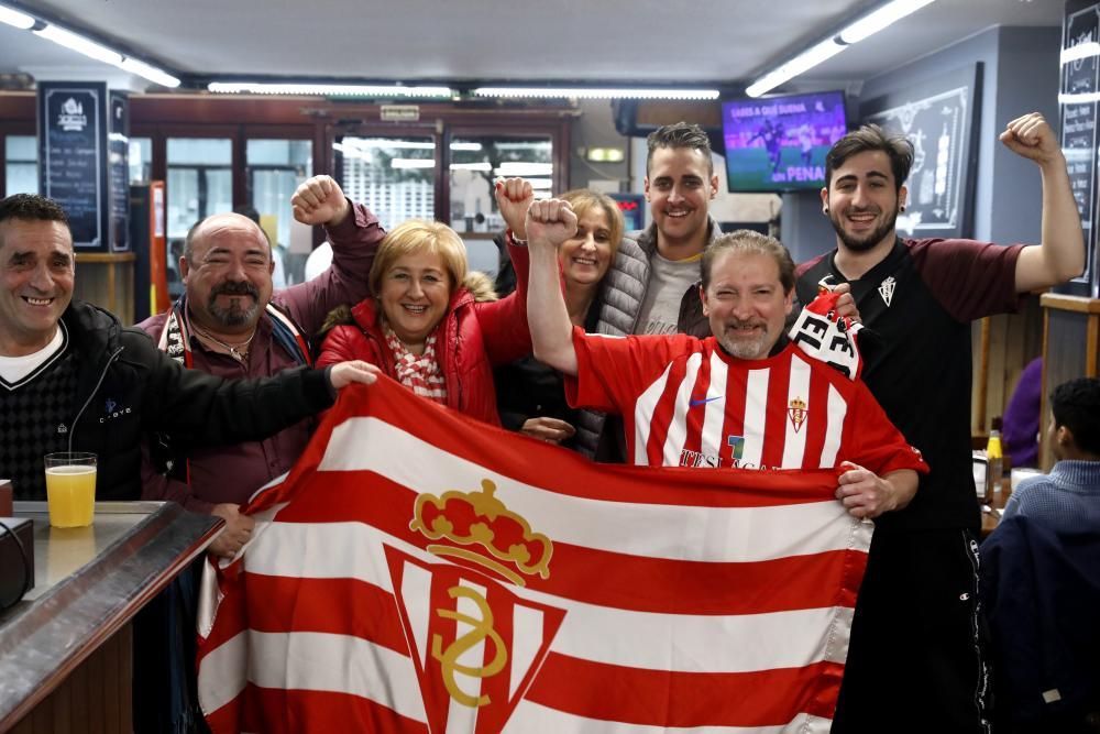 Derbi asturiano: Aficionados del Sporting viviendo el partido