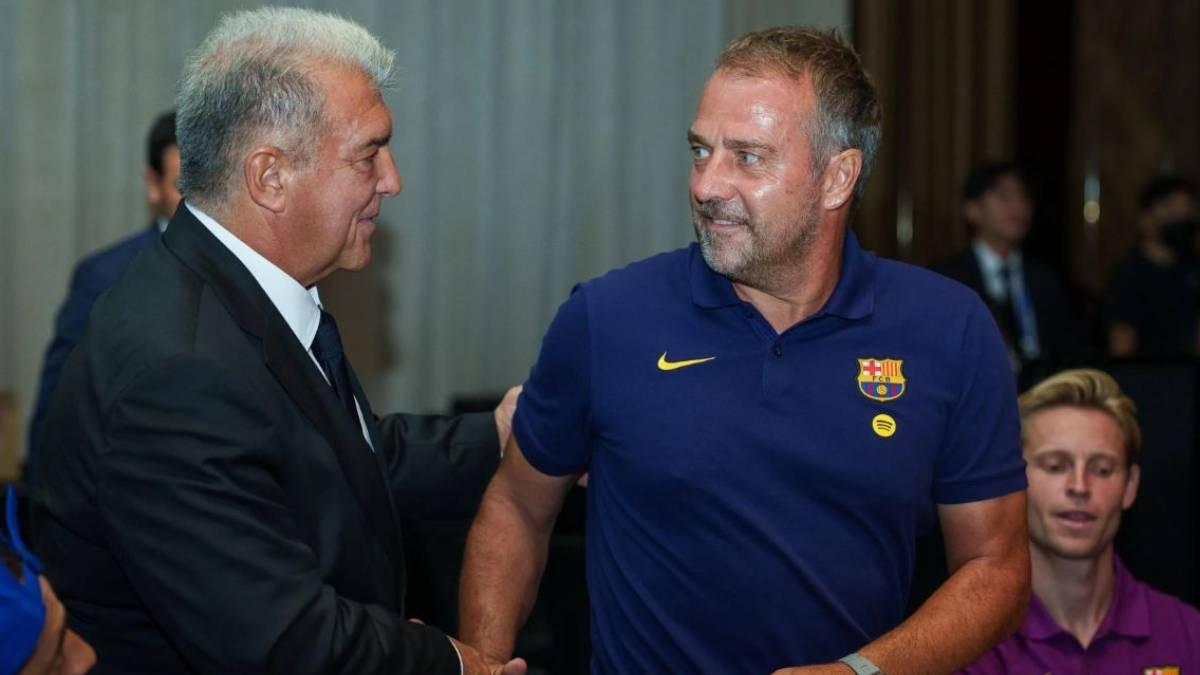 Flick y Laporta, en una imagen de esta temporada