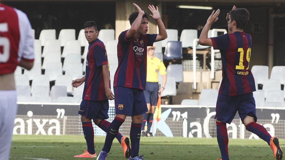 Los jugadores del Barça celebran uno de los goles