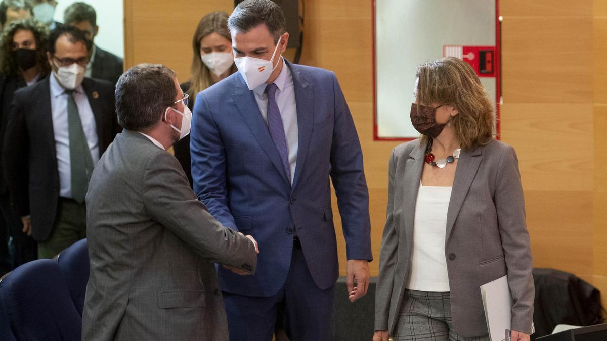 Pedro Sánchez y Teresa Ribera, durante la presentación del PERTE.