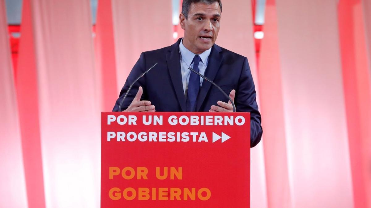 Sánchez, durante la presentación de las 300 medidas para un gobierno progresista.