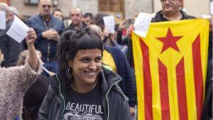 La portaveu de la CUP al Parlament de Catalunya, Anna Gabriel, després d’acabar el seu míting al carrer.