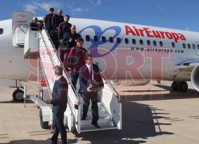 Las imágenes del Barça en el Aeropuerto de Castellón