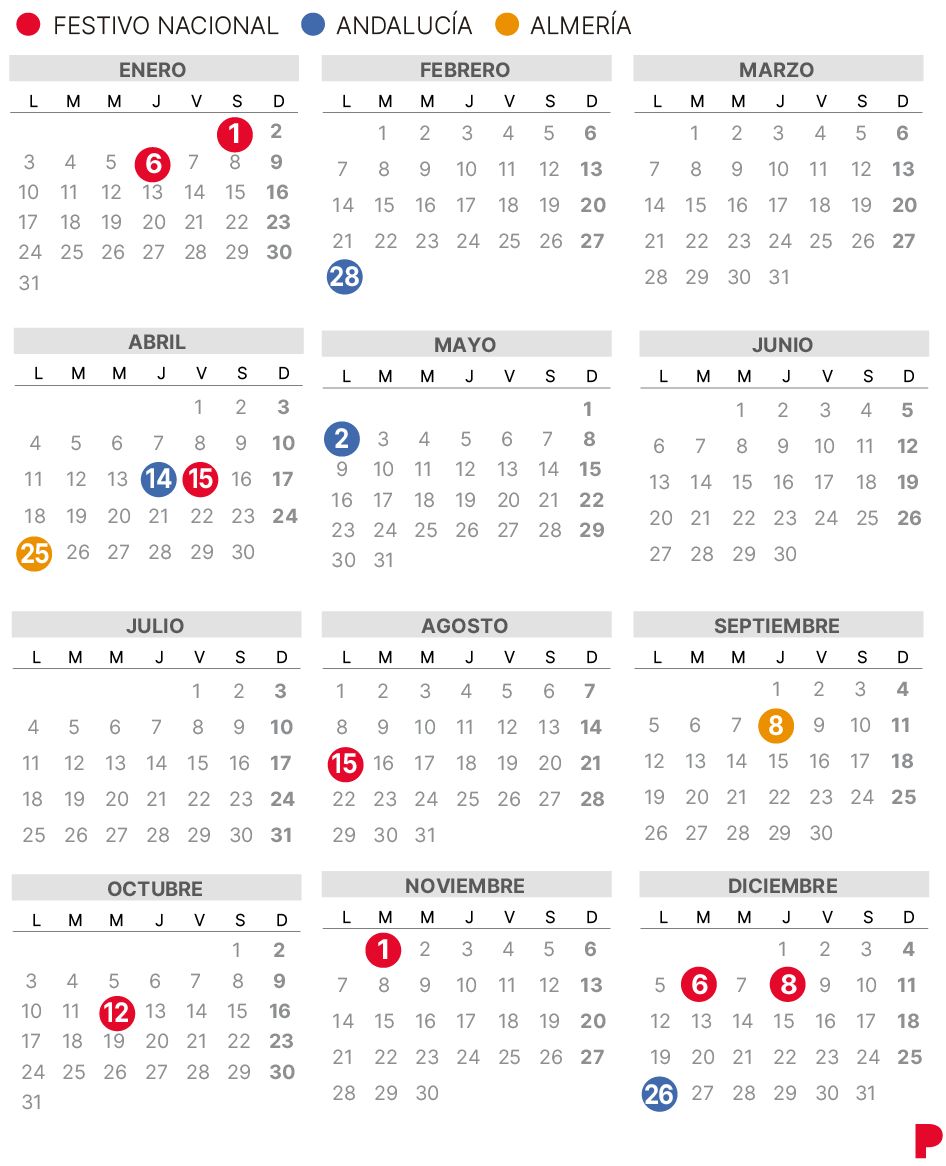 Calendario laboral de Almería 2022