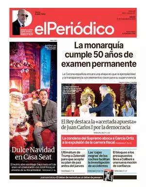 La portada de EL PERIÓDICO del 22 de noviembre de 2025