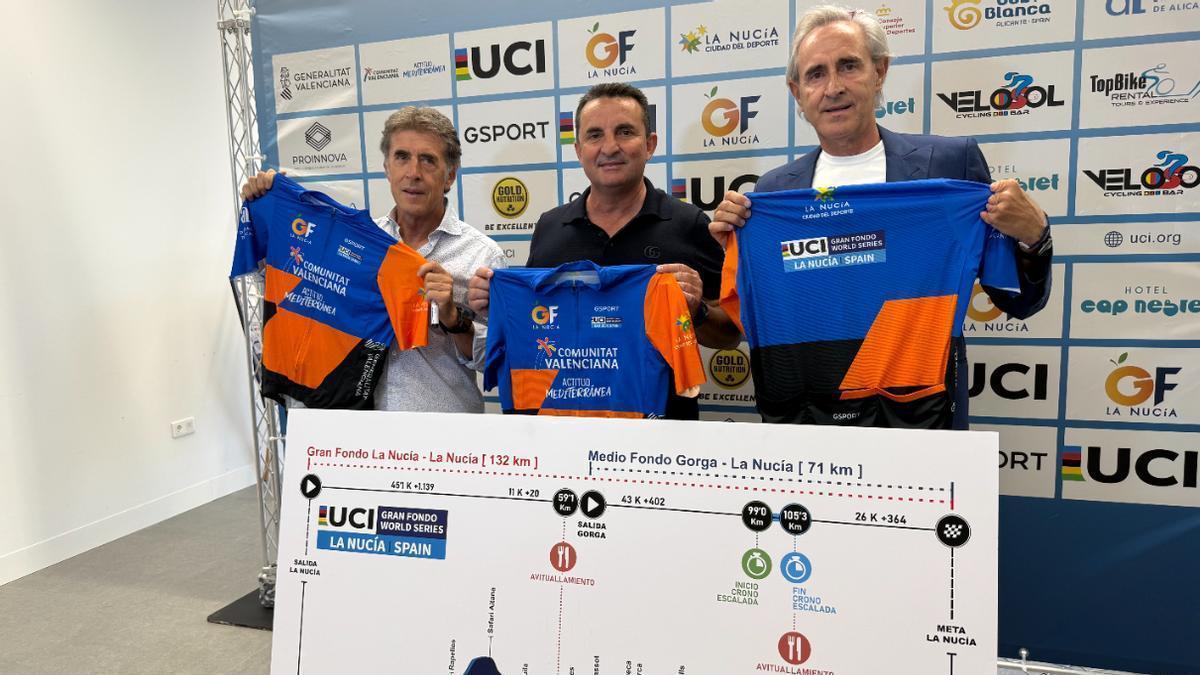 Perico Delgado, Bernabé Cano y Javier Castellar, presentaron la prueba