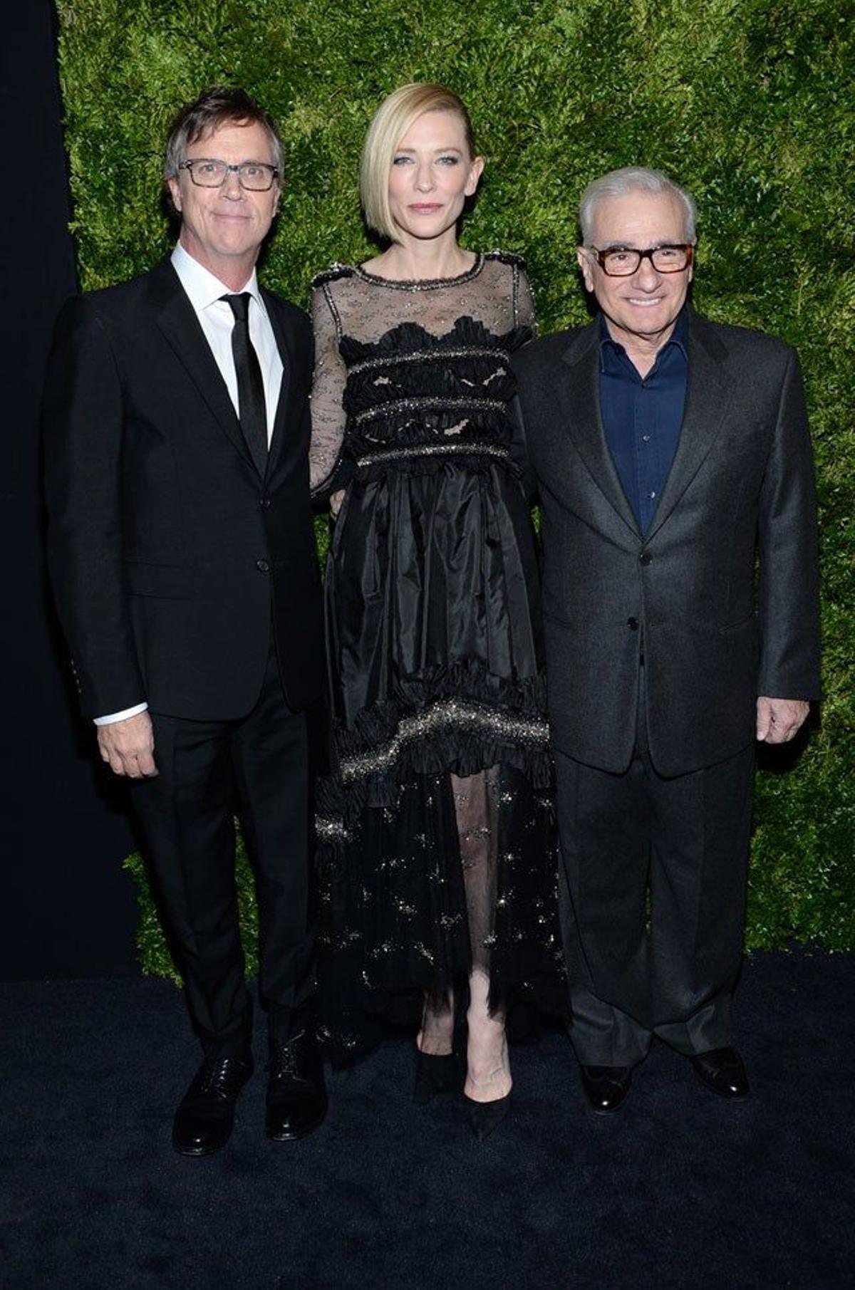 Todd Haynes, Cate Blanchett y Martin Scorsese, en el homenaje que recibió la australiana en el MOMA.