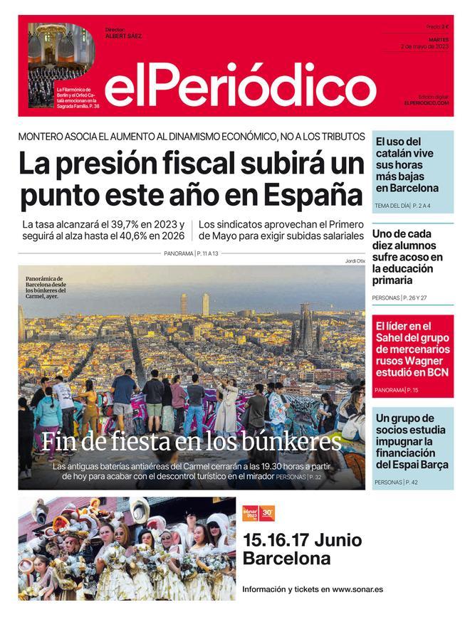 La portada d’EL PERIÓDICO del 2 de maig del 2023