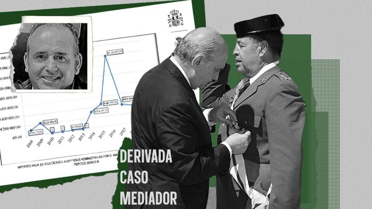 ’Collage’ del teniente general Pedro Vázquez Jarava y el exministro Jorge Fernández Díaz. A la izquierda Ángel Ramón Tejera de León.