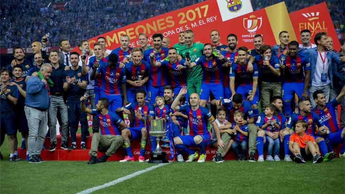 El Barcelona celebró el título de campeón de la Copa del Rey