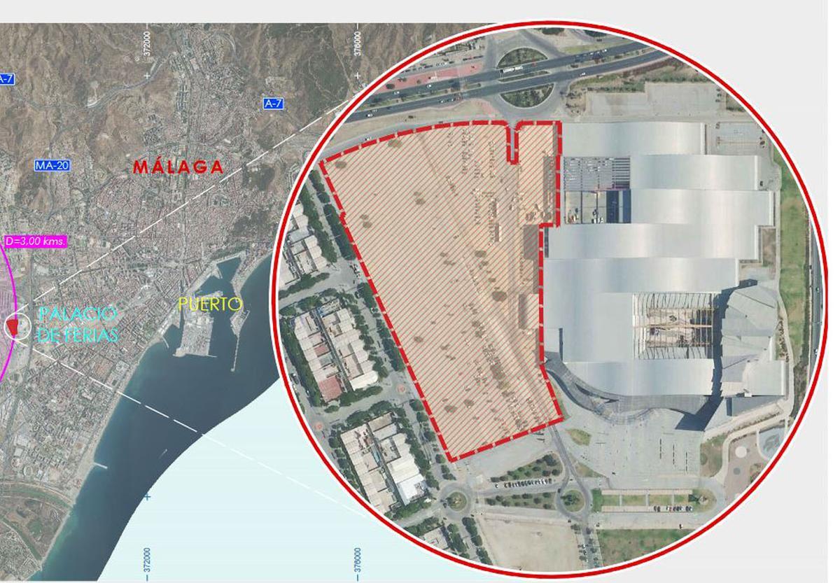 La ampliación del Palacio de Ferias, sobre el aparcamiento colindante.