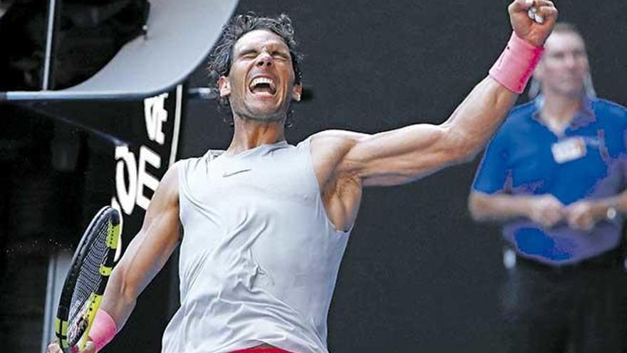 Nadal celebró de esta manera su victoria ante Mayer.