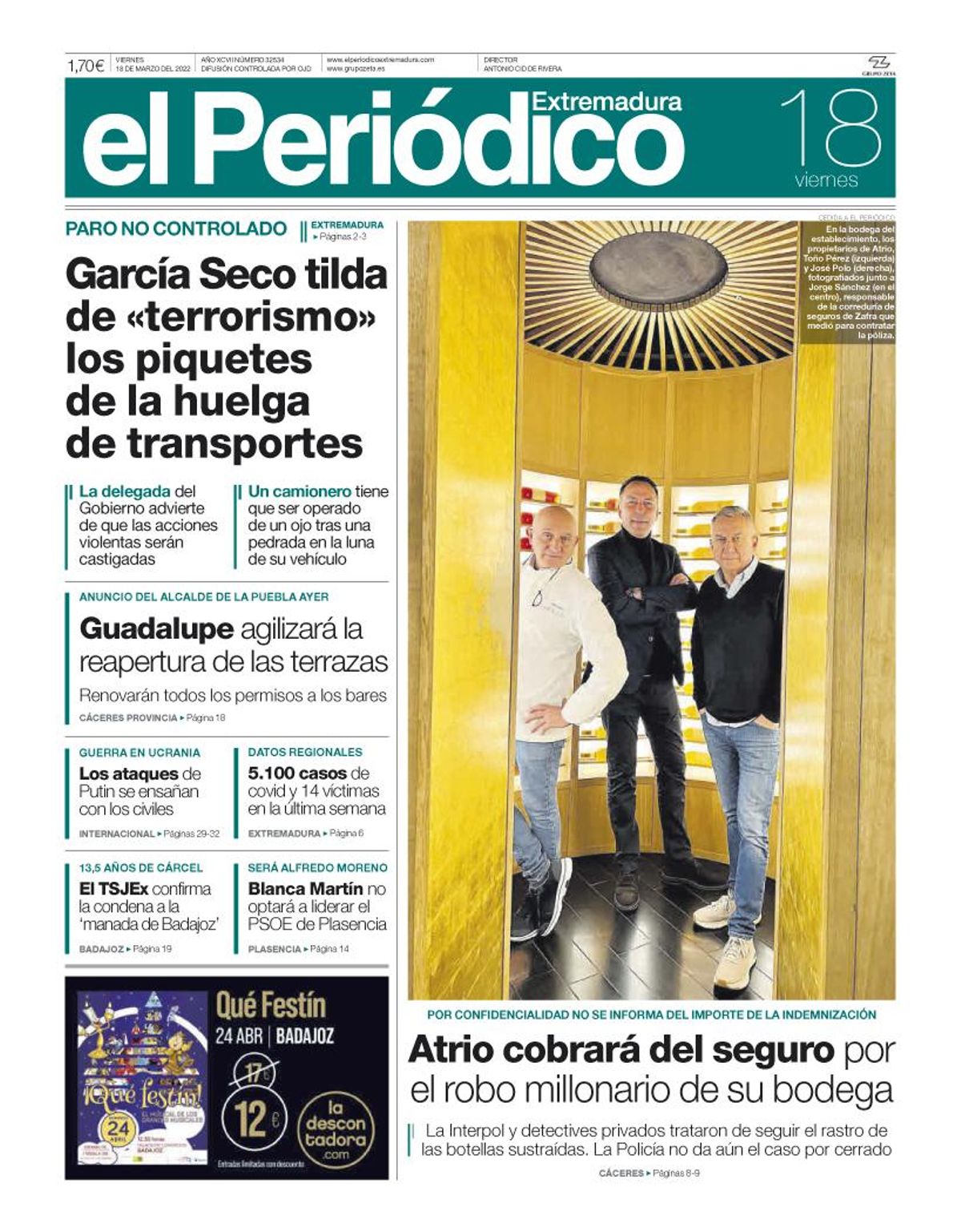 Consulta la portada correspondiente al día 18 de marzo del 2022