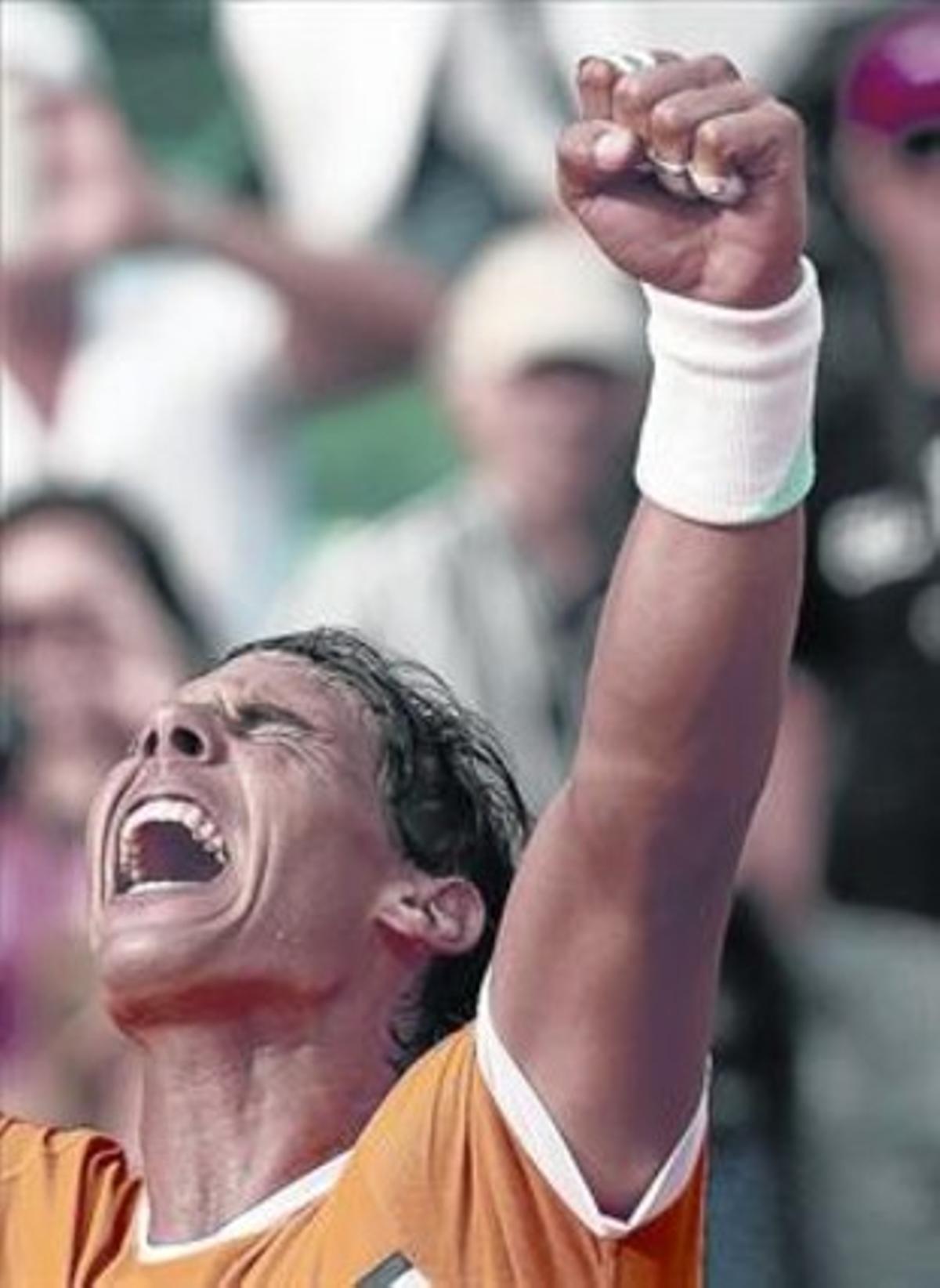Nadal celebra eufòric el seu pas a les semifinals a Montecarlo.. Nadal celebra eufòric el seu pas a les semifinals a Montecarlo..