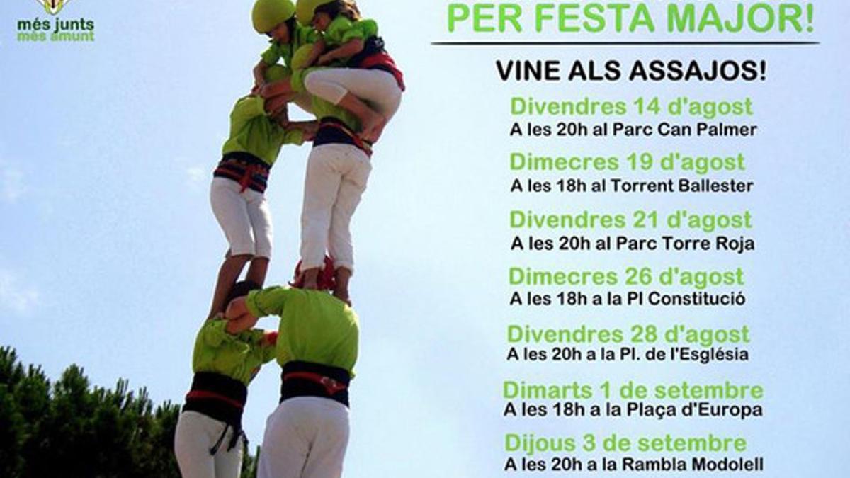 Calendario de ensayos públicos de los Castellers de Viladecans