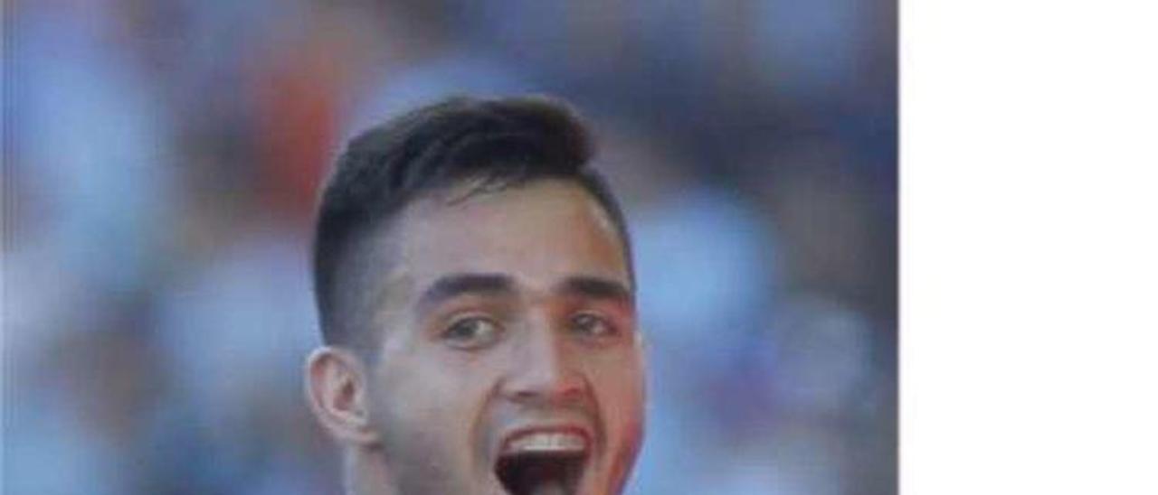 Maxi Gómez celebra un gol a la Real Sociedad. // José Lores