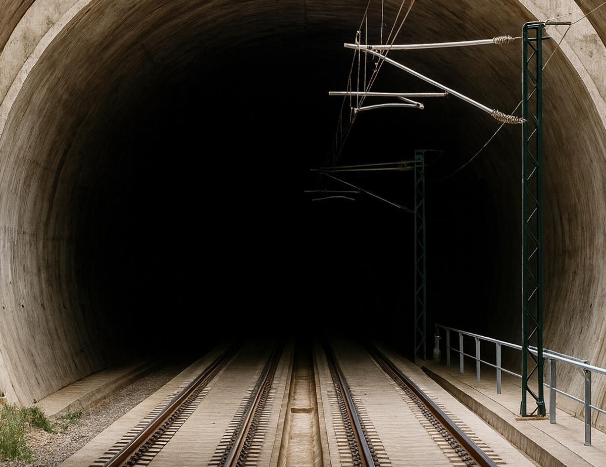 Vías de la variante de Pajares, en la salida del túnel en el concejo de Lena.