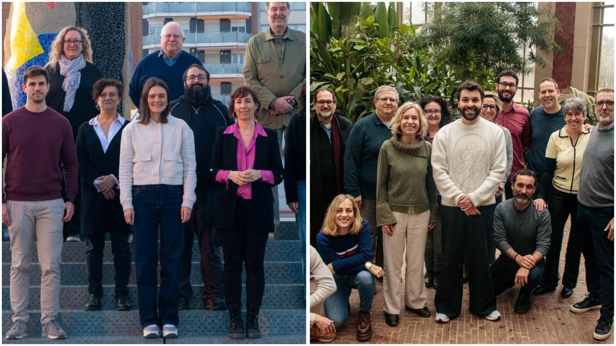 Las candidaturas que se disputan el liderazgo de ERC en Barcelona encabezadas por Rosa Suriñach y Ricard FarIn.
