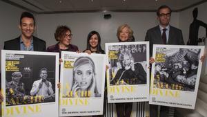 Presentación de la Shopping Night del paseo de Gràcia, con el actor Josep Ferré, la concejala Montserrat Ballarín, la directora del montaje Noemí Talero, la actriz Teresa Gimpera y el empresario Luis Sans.