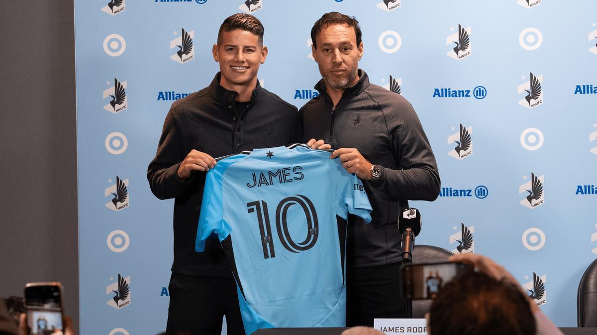 James Rodríguez en su presentación con el Minnesota United