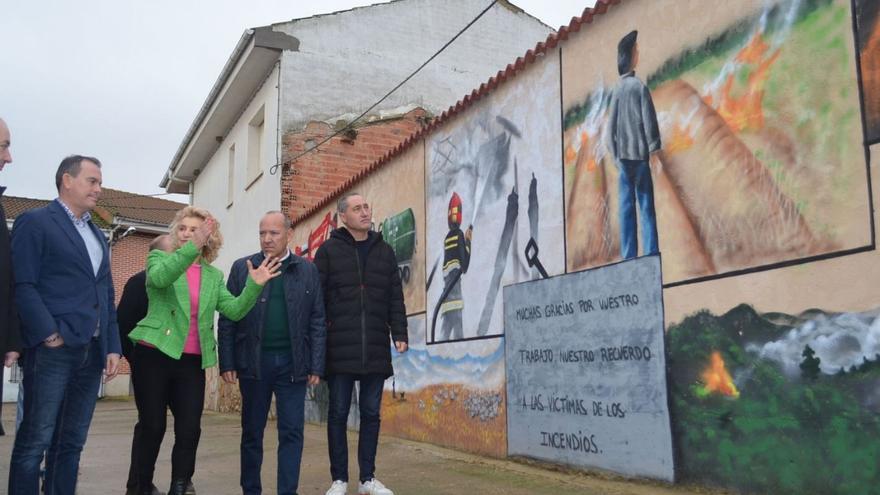 Homenaje a las víctimas de los fuegos de Zamora en forma de mural