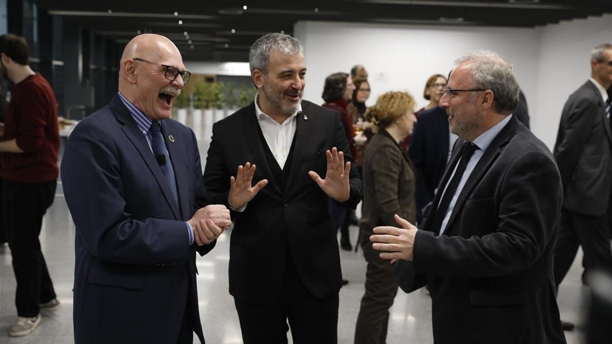 Presentación del MWC del 2020 con John Hoffmann, Jaume Collboni y Constanti Serrallonga, director de fira de Barcelona