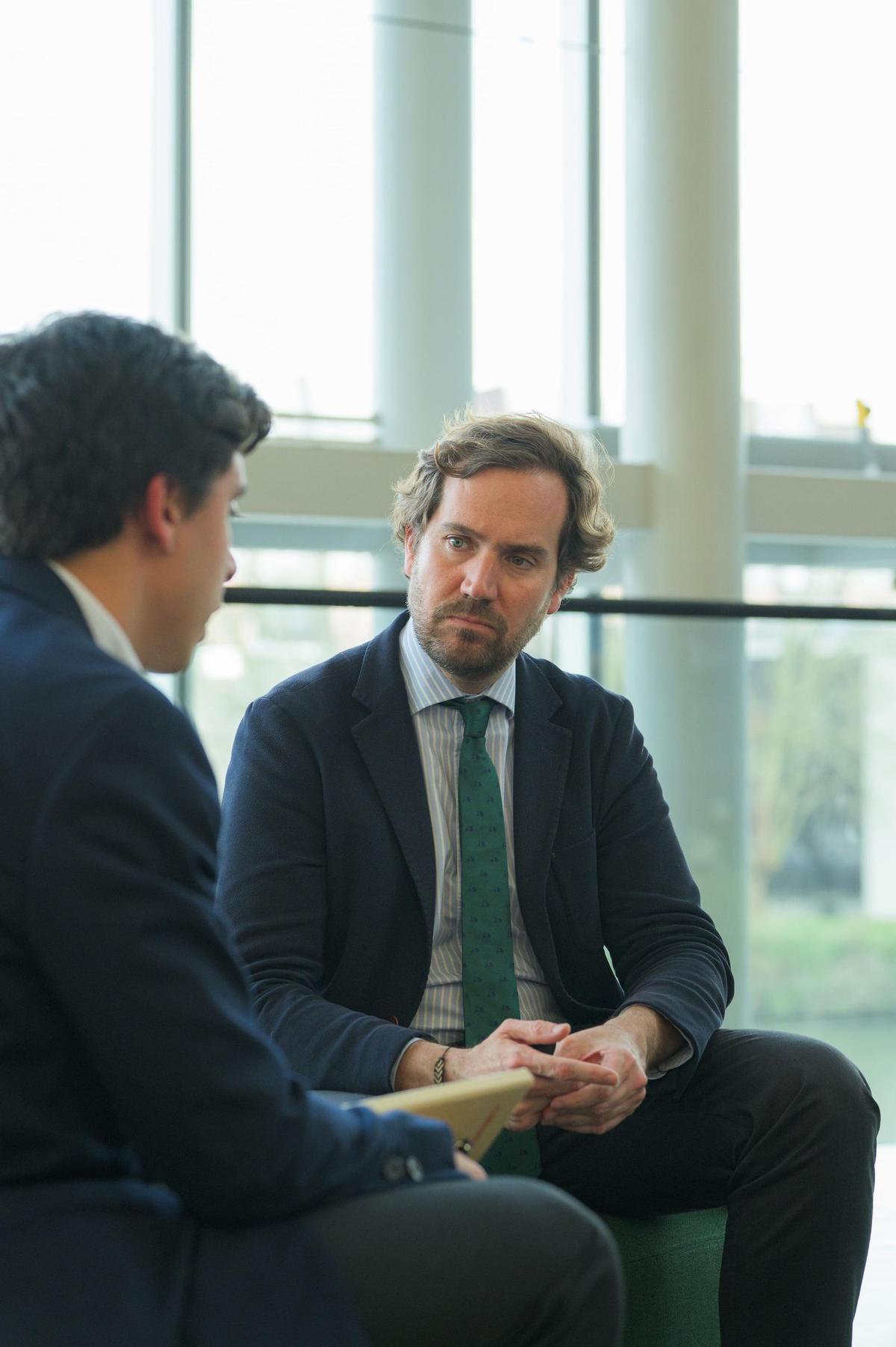 Borja Giménez, del PPE, durante la entrevista