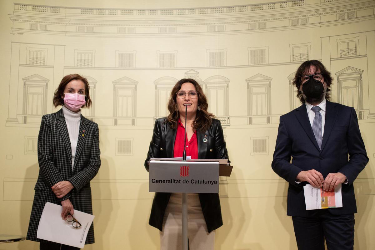 La 'consellera' de la Presidencia, Laura Vilagrà, presenta en una rueda de prensa el proyecto de la candidatura de los Juegos Olímpicos de Invierno Pirineos Barcelona 2030, en el Palau de la Generalitat, a 21 de enero de 2022, en Barcelona, Cataluña
