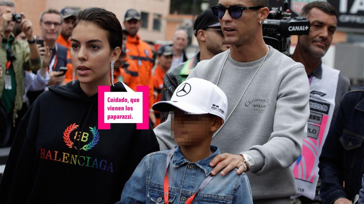 Georgina Rodríguez, Cristiano Ronaldo y Cristiano Jr. en la Fórmula 1 de Mónaco.
