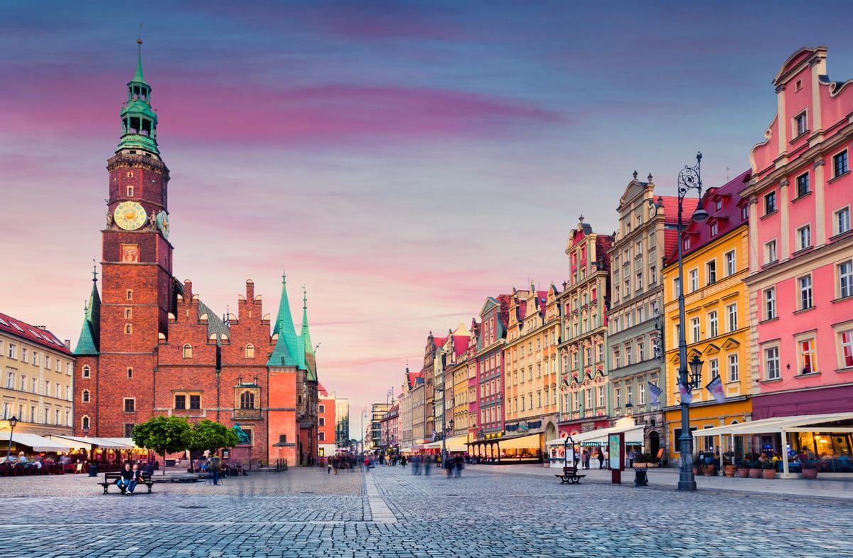 Plaza de mercado de Wroclaw, Polonia.