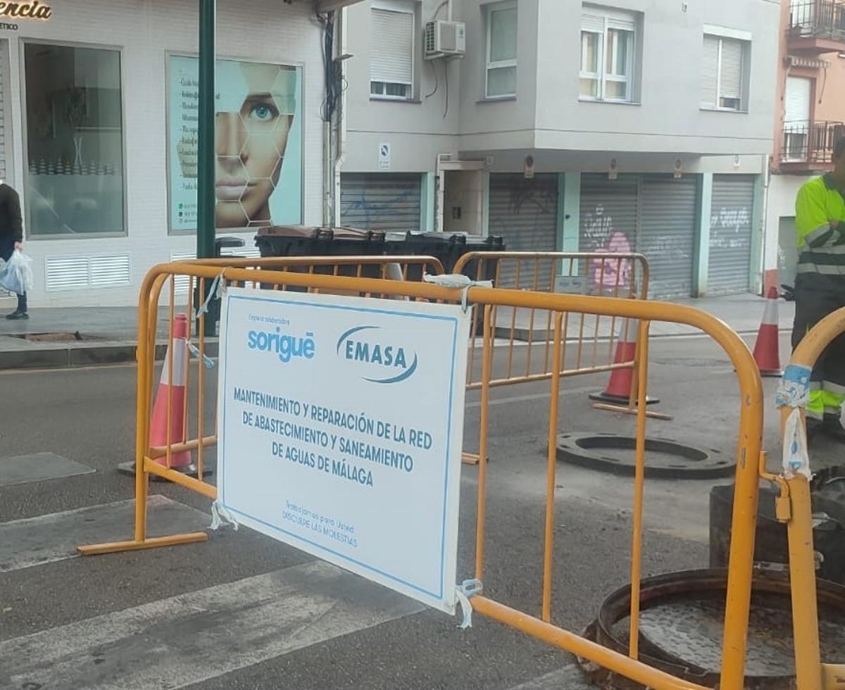 Obras de Emasa en Málaga, en una imagen de archivo.