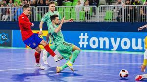 Mellado, en la acción que abrió el marcador ante Bielorrusia