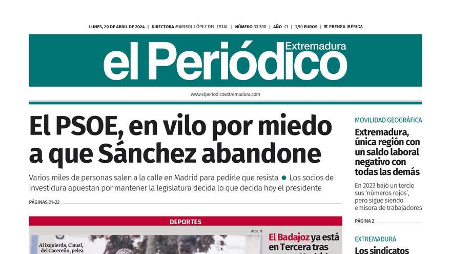 Consulta la portada correspondiente al día 29 de abril de 2024