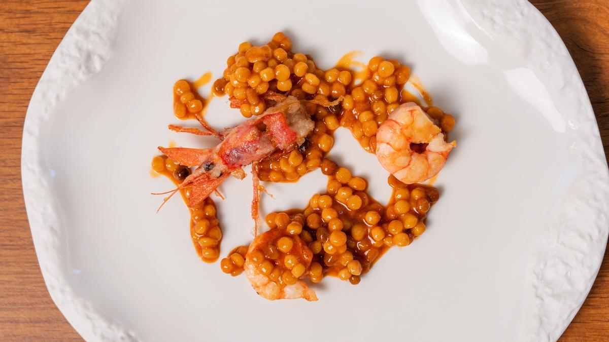 Fregola sarda con gambas.