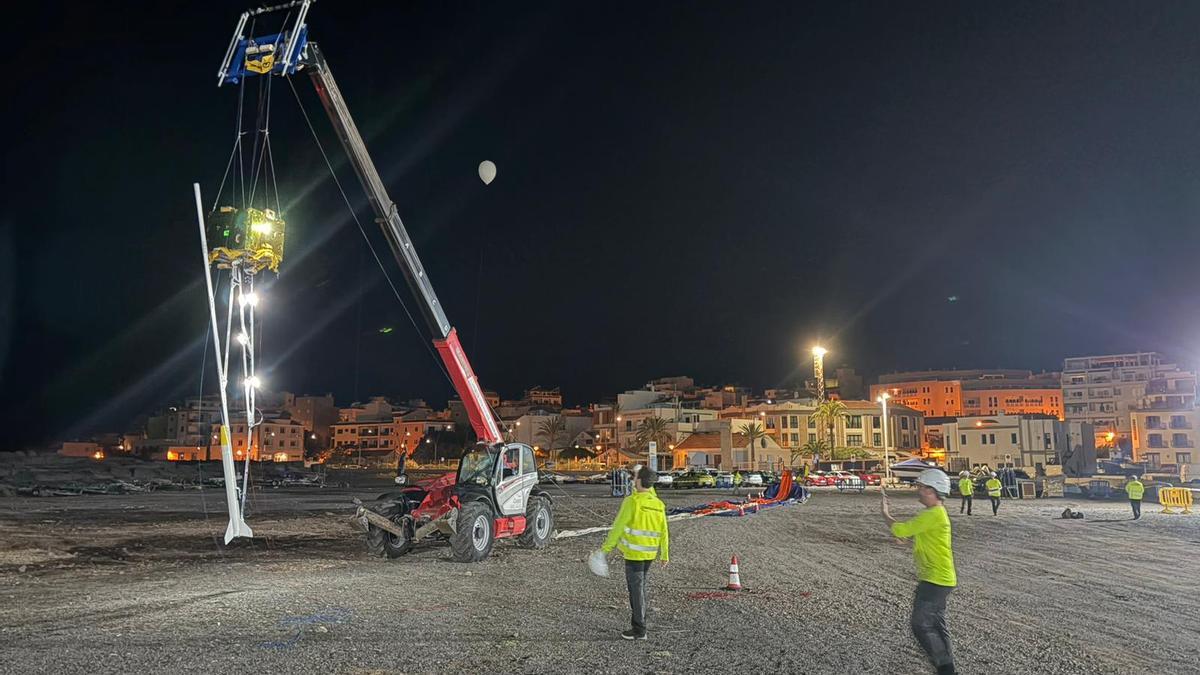 Instantes previos al lanzamiento del globo estratosférico en La Gomera.