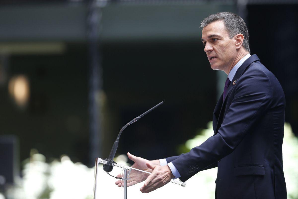 El presidente del Gobierno, Pedro Sánchez, durante la presentación del plan de internacionalización de la economía española.