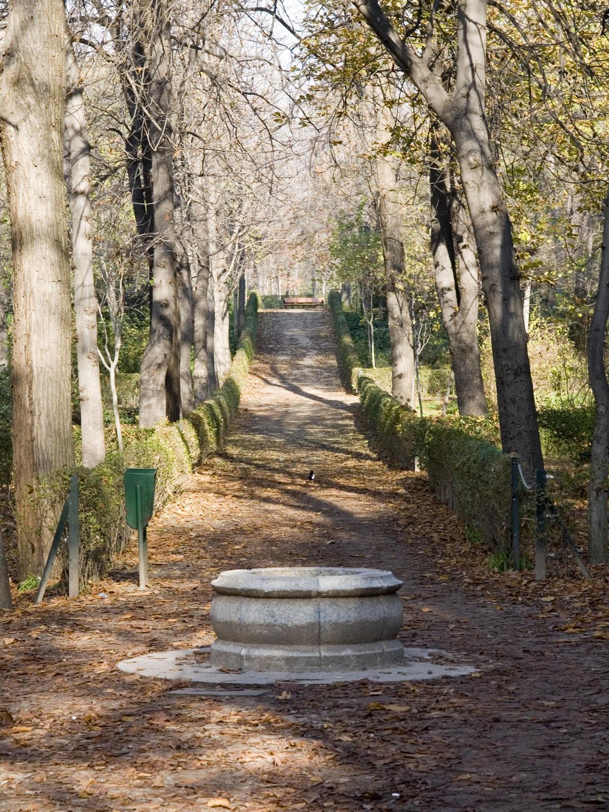 Uno de los detalles más interesantes está precisamente en esas tres plazas: cada una está organizada alrededor de una pequeña fuente circular o fontín