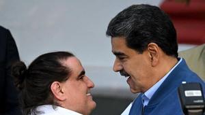 El empresario colombiano Alex Saab, recibido por Maduro en el palacio de Miraflores en un encuentro en 2023.