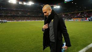 Pep Guardiola, antes del Basilea-Manchester City de Champions.