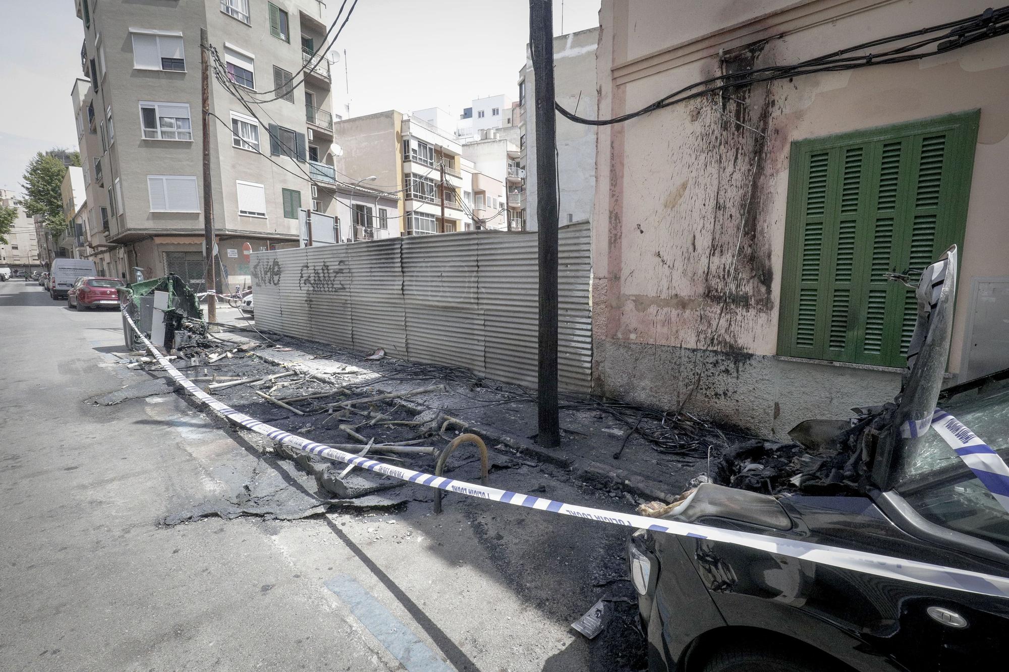 Un gran incendio de contenedores provoca enormes daños en Palma