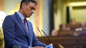 Pedro Sánchez durante el debate del estado de la nación. 